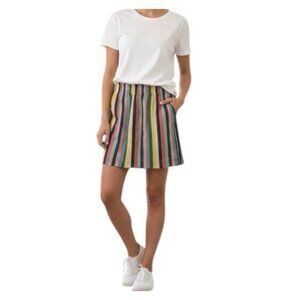 J Crew Rainbow Striped Linen Blend Preppy Casual Lined Mini Skirt Size 2